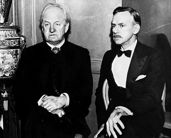 EUGENE GLADSTONE O NEILL (1888-1953). American playwright. O Neill (right) with German playwright Gerhart Hauptmann (1862-1946). Photographed 1932