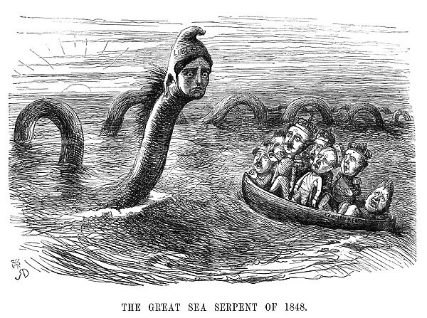 EUROPE, 1848: CARTOON. The Great Sea Serpent of 1848. Cartoon from Punch (London)