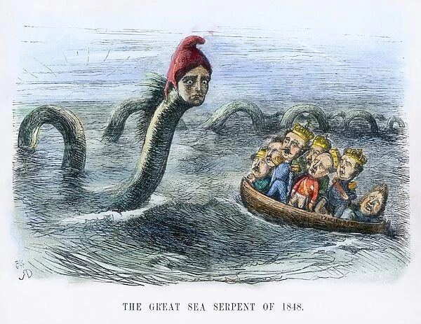 EUROPE, 1848: CARTOON. The Great Sea Serpent of 1848. Cartoon from Punch (London), 1848, on the revolutionary spirit in Europe