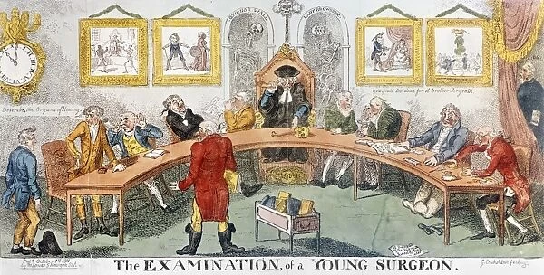 The Examination of a Young Surgeon. Satirical etching, 1811, by George Cruikshank