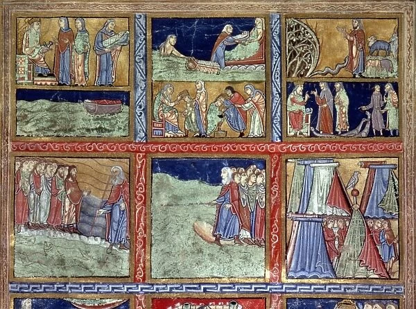 EXODUS: MOSES. Scenes from the life of Moses: English illumination, c1150