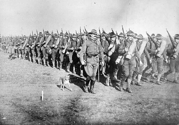 EXPEDITION TO MEXICO, 1916. U. S. Infantry preparing in Texas for the punitive expedition