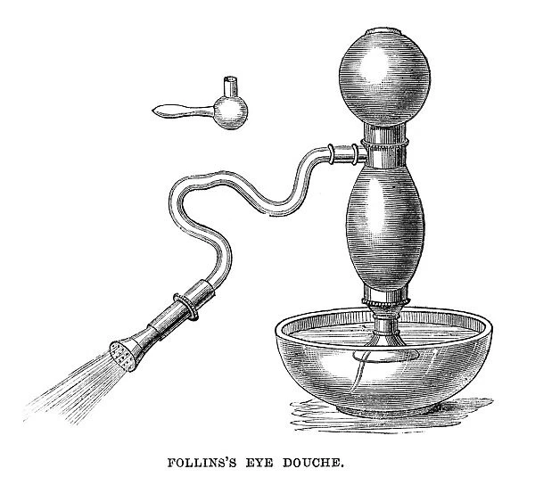 EYE WASH, 1867. Follins eye wash instrument, as exhibited at the Paris International Exhibition