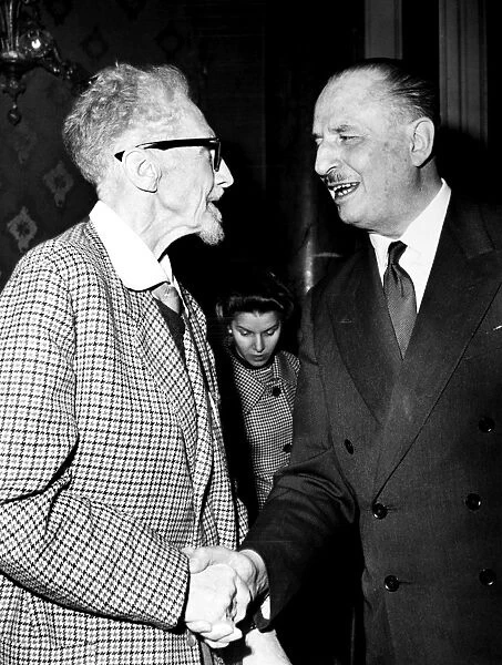 EZRA POUND (1885-1972). American poet. Pound (left) photographed with British right-wing politician Oswald Mosley (1896-1980), 1960s