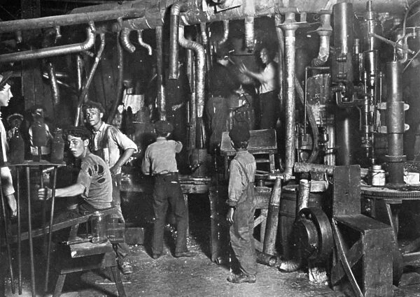 FACTORY: GLASSWORKS, 1908. Indiana Glass Works, 9: 00 PM, August 1908