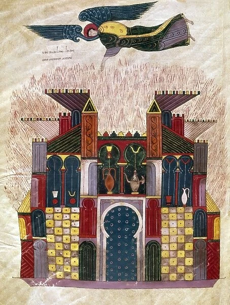 FACUNDUS BEATUS, 1047. Judgement of Babylon. Manuscript illumination from the Beatus of Ferdinand I, 1047