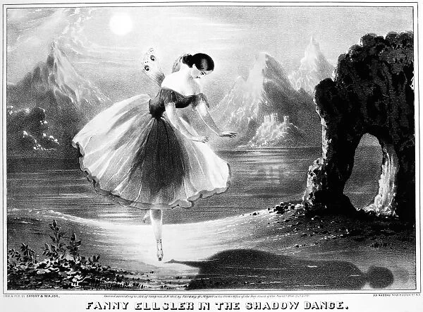 FANNY ELSSLER (1810-1884). Austrian dancer. Performing the Shadow Dance. Lithograph
