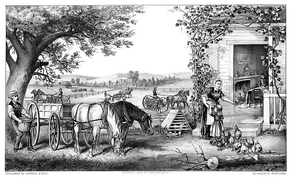 FARM SCENE, c1878. Farm and Fireside. Engraving by Currier & Ives, c1878