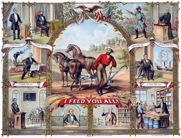FARMER, 1875. I Feed You All. Lithograph, 1875, by American Oleograph Co