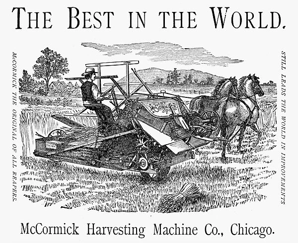 FARMING: MCCORMICK MACHINE. McCormick Harvesting Machine Company advertisement, American