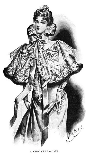 FASHION: CAPE, 1898. An opera cape. English illustration, 1898