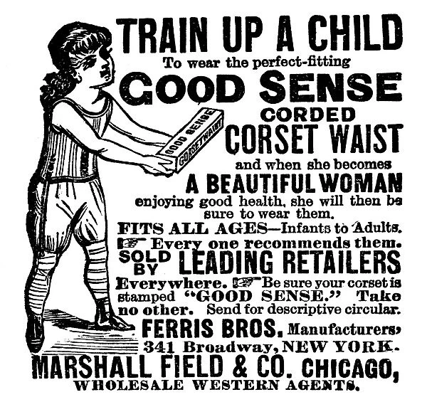 FASHION: CORSET, 1887. American magazine advertisement, 1887