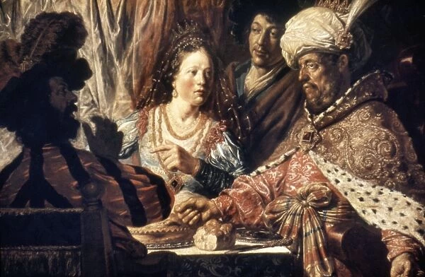 The Feast of Esther. Oil on canvas by Jan Lievans, c1625