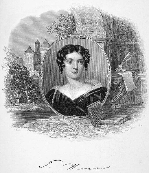 FELICIA HEMANS (1793-1835). Felicia Dorothea Hemans. English poet. Line and stipple engraving, English, 19th century