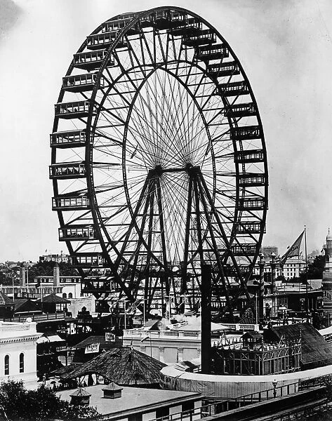 FERRIS WHEEL, 1893. The original Ferris Wheel designed and constructed by George