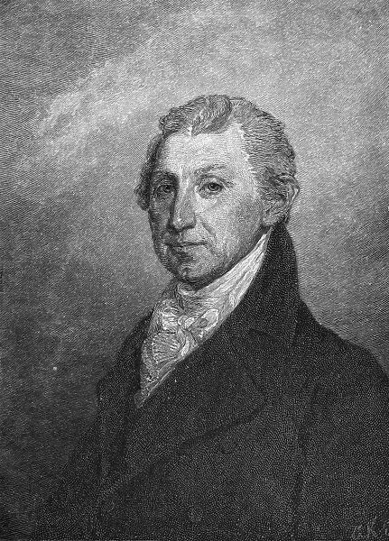 Fifth President of the United States. Engraving, 19th century, after the painting by Gilbert Stuart
