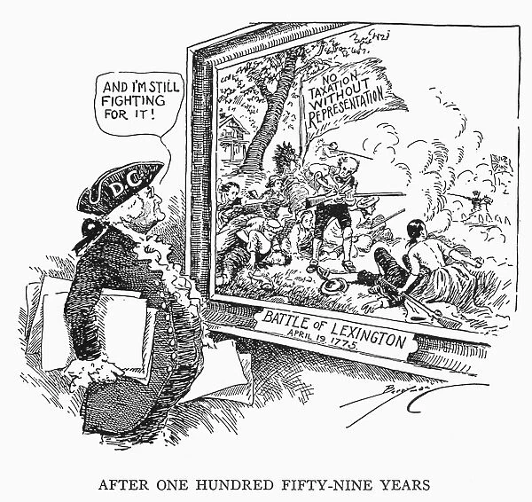 After One Hundred Fifty-Nine Years. American cartoon by Clifford K. Berryman, 1934, on the injustice of the District of Columbias lack of representation in the U. S. Congress
