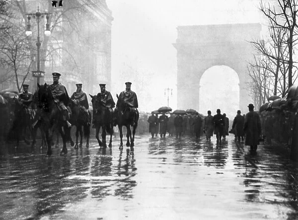 Firefighters on horseback lead a Trade Union memorial procession for the victims of the Triangle Shirtwaist Factory fire in New York City, 1911