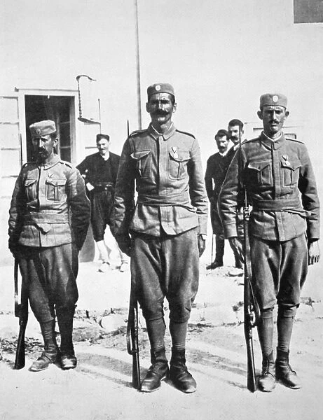 FIRST BALKAN WAR, 1912. Montenegrin infantrymen photographed in October 1912, during