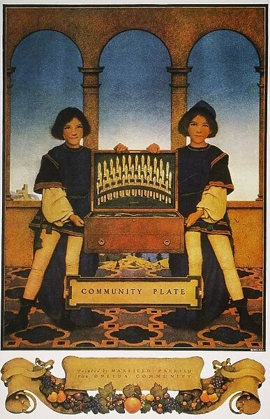 FLATWARE AD, 1918. Community Plate. American magazine advertisement by Maxfield Parrish