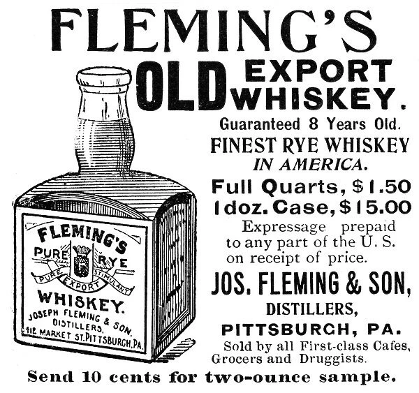 FLEMINGs WHISKEY, 1895. American magazine advertisement, 1895