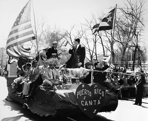A float in the Puerto Rican Day Parade along Fifth Avenue in New York City, 10 April 1960