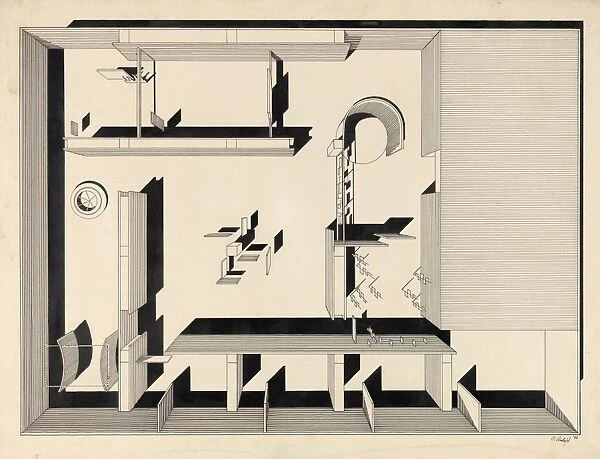 Floor plan by architect Paul Rudolph for the Family of Man photography exhibition at the Museum of Modern Art in New York City, 1952