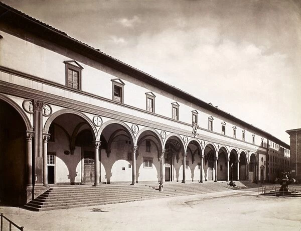 FLORENCE: ORPHANAGE. View of the loggia of the Ospedale degli Innocenti, an orphanage in Florence