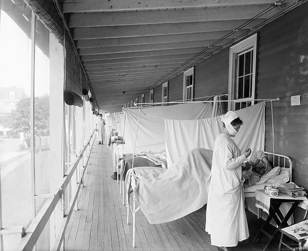FLU WARD, c1918. The flu ward at the Walter Reed Hospital in Washington D. C. Photograph