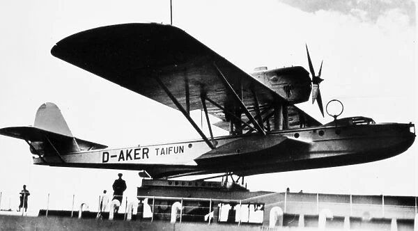 FLYING-BOAT, 1925. Dornier Wal flying-boat on catapult aboard M. V. Friesland, 1925