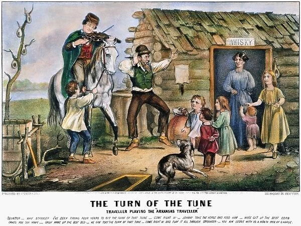 FOLK TRADITION, 1870. The Turn of the Tune. Lithograph, 1870, by Currier & Ives on the celebrated American folk dialogue and fiddle tune