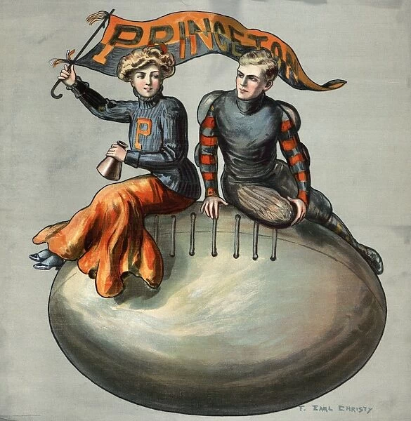 FOOTBALL, c1907. Poster promoting Princeton University football. Lithograph by F