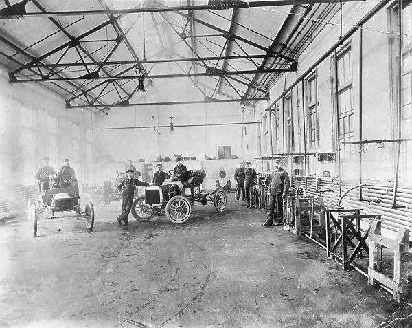 FORD AUTO FACTORY. Testing at Henry Fords Piquette plant c1905