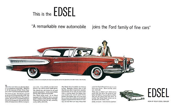 FORD CARS: EDSEL, 1957. This Is the Edsel. Advertisement for the Ford Companys ill-fated automobile line, 1957