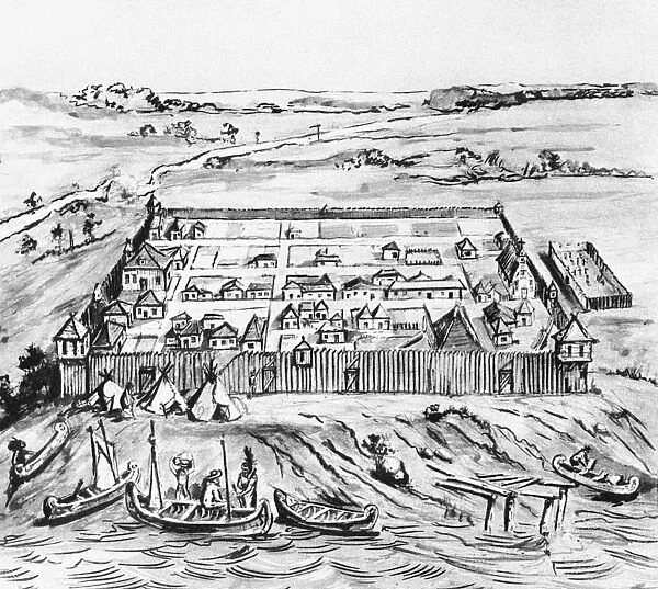 FORT DETROIT, 1749. Map of Fort Detroit based on a drawing by Joseph Gaspard Chaussegros