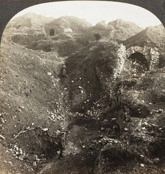 FORT de la MALMAISON. Stereograph view of Fort de la Malmaison, Chemin des Dames, France, during World War I, c1914-1918