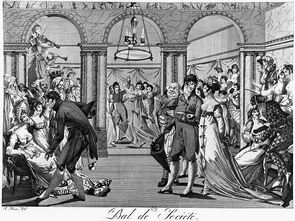 FRANCE: BALL, c1810. Society Ball during the Empire. Satirical lithograph after Bosio