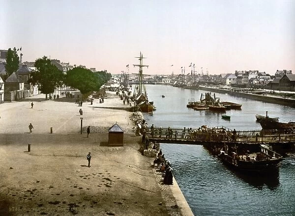 FRANCE: LORIENT, c1895. Merchant harbor in Lorient, France. Photochrome, c1895