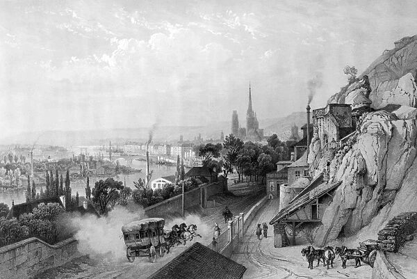 FRANCE: ROUEN, 1842. General view of the city of Rouen on the Seine River in Normandy