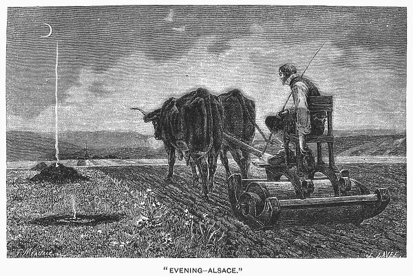FRANCE: TILLING, 1872. Evening - Alsace. Wood engraving after the painting, 1872