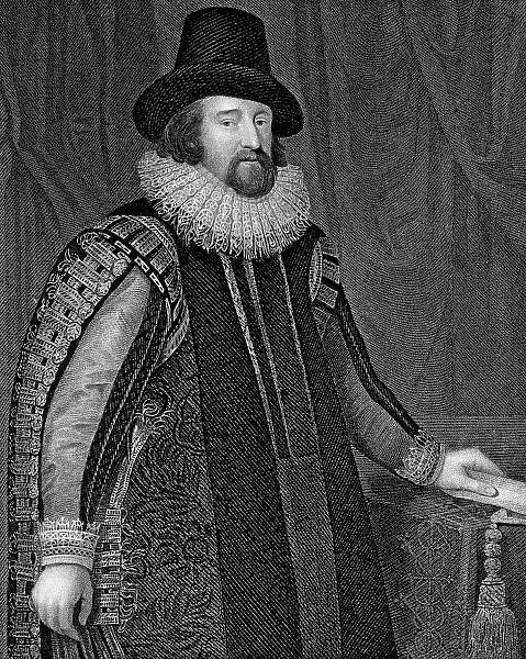 FRANCIS BACON (1561-1626). 1st Baron Verulam and Viscount St. Albans. English philosopher, statesman, and author. Steel engraving, 19th century, after a painting, c1618