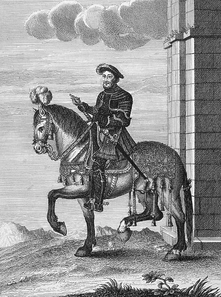 FRANCIS I (1494-1547). King of France, 1515-1547. Line engraving, French, 18th century, after a painting by Fran├ºois Clouet