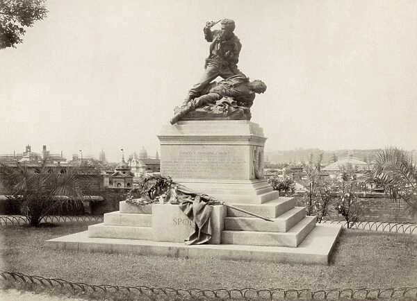 FRATELLI CAIROLI MONUMENT. Monument to Fratelli Cairoli at Monte Pincio, Rome. Photograph, c1890s