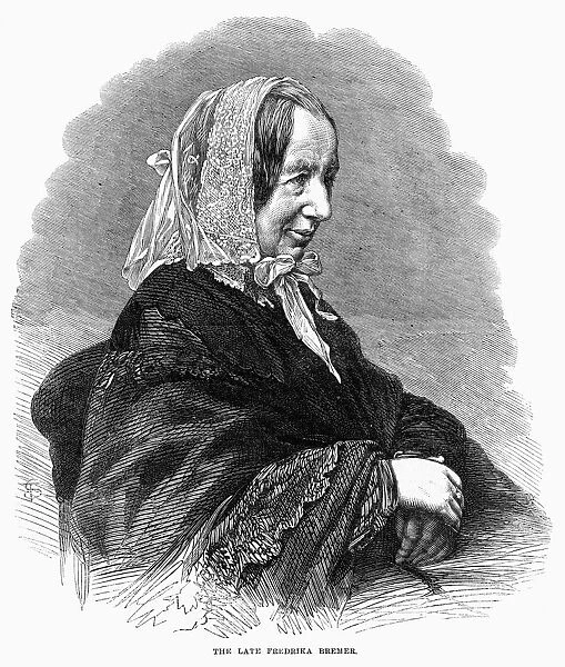FREDRIKA BREMER (1801-1865). Swedish novelist. Wood engraving, English, 1866