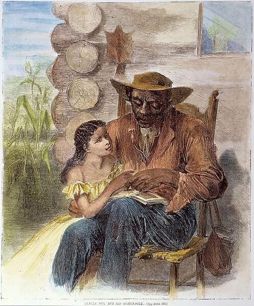 FREEDMAN READING, 1866. A young mulatto girl teaching her grandfather to read. Wood engraving, American, 1866