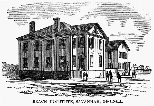 FREEDMEN SCHOOL, 1868. Beach Institute, Savannah, Georgia. Wood engraving, 1868