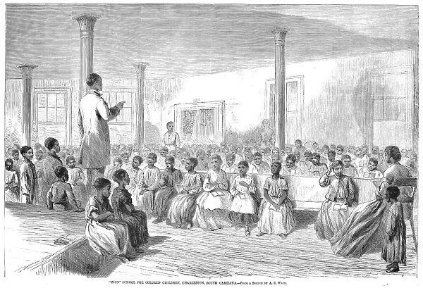 FREEDMENs SCHOOL, 1866. Zion School for Colored Children, a Freedmens School at Charleston, South Carolina. Wood engraving from an American newspaper of 1866