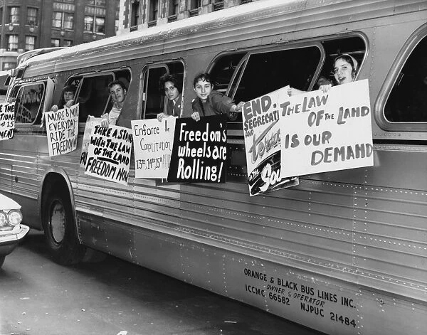 FREEDOM RIDERS, 1961. Civil rights activists en route from New York to Washington, D