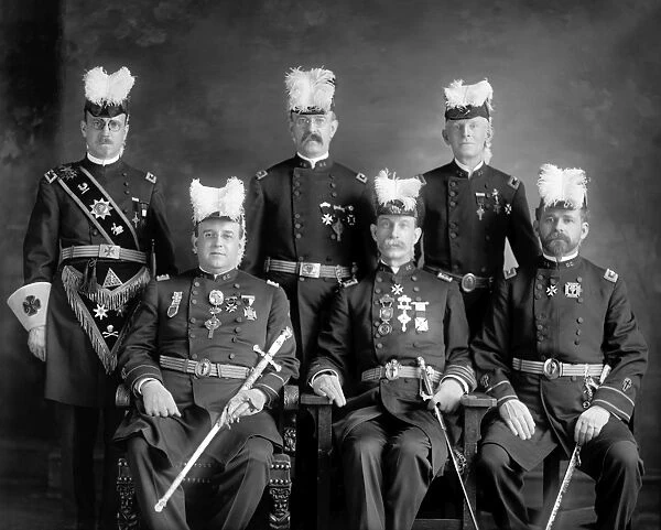FREEMASON: KNIGHTS TEMPLAR. Members of the Knights Templar Masonic Order. Photograph