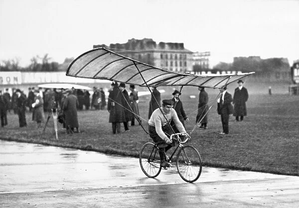 The French flying bicycle, Aviette. Photograph, c1900